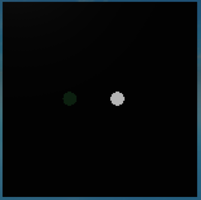 Image of the Neon buffer using a scene with 2 neon spheres of different colors.